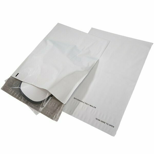 Lavex 2.5Mil White Water-Resistant Tear-ProReturnable Polyethylene Mailer-Dual Tamper, 500PK 422RM1215